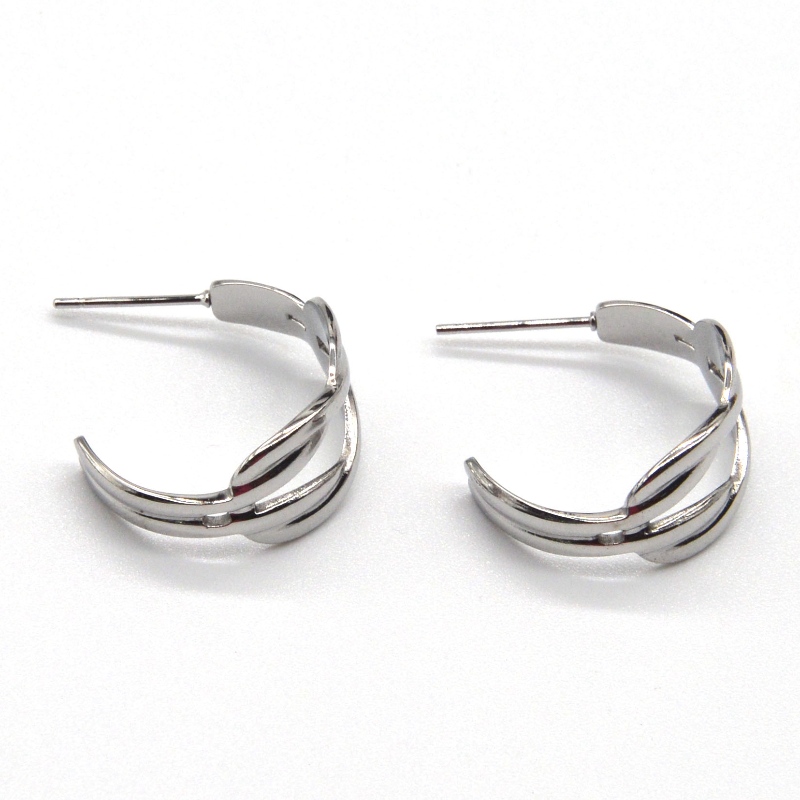 Серебряные серьги двойной C-образной формы круглые круглые серьги эффектные для женщин девушки элегантные серьги ювелирные изделия Китай Ruifanbao ювелирный завод