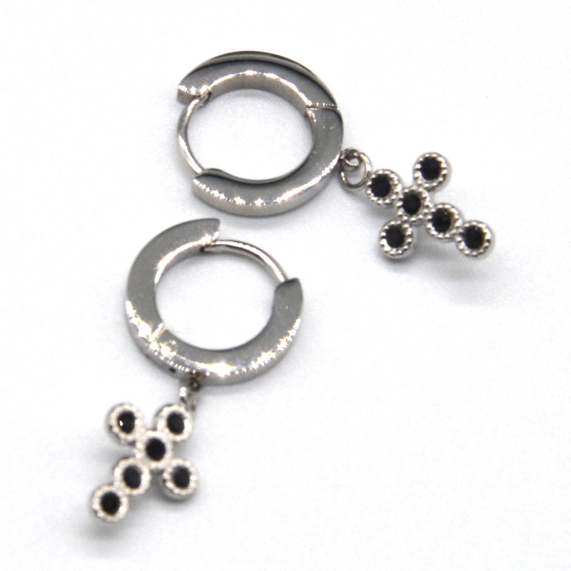 Серебряные серьги-крестики с цирконием для ногтей маленькие круглые серьги висячие кресты унисекс Китай Ruifanbao ювелирная фабрика