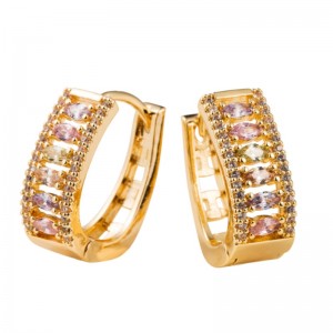 Серьги Dongdaemun, женские популярные серьги темперамента, медный инкрустированный циркон и гальванические золотые французские серьги