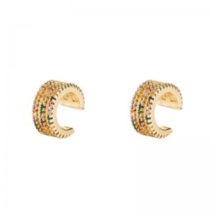 Insnew European and American Men \\\\\'s и женский ушной костный клип медный микроиннадный цвет цирконий простой ушной клип без пронзительных сережек хип-хоп