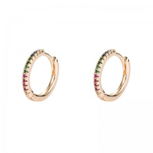 Европейская и американская личность мода холодный ветер слегка инкрустированный цвет циркона латунь позолоченные уха пряжки окружности серьги хип-хоп серьги