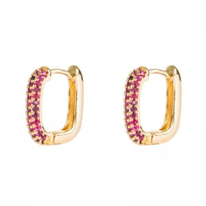 ins rainbow series Европейский и американский стиль женские серьги серьги геометрические медные позолоченные микроиннатики красочные Zircon Hip-хоп серьги