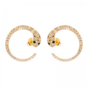 Insives European-and American Brisser Bridal New Products Серьги преувеличенные личности Серьги в форме змеи Микроинната Циркон Хип-Хмель C-образные Серьги Серьги