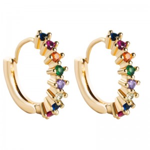 Серьги европейские и американские трансграничные источники Inlaid красочные циркона геометрические круглые серьги хип-хоп медные позолоченные украшения