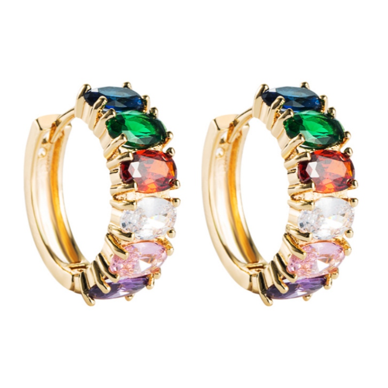 Трансграничные модные аксессуары Wild Zircon Inlaid Серьги Серьги Дамы позолоченные европейские и американские простые серьги заводские оптом